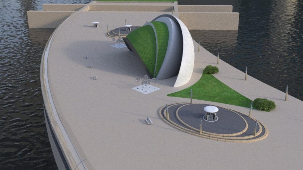 Artist's impression of the proposed Wyre Tidal Barrage. Revision dated June 2015