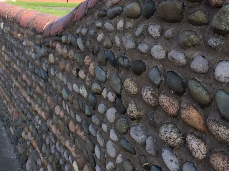 Pebble wall at The Mount, Fleetwood