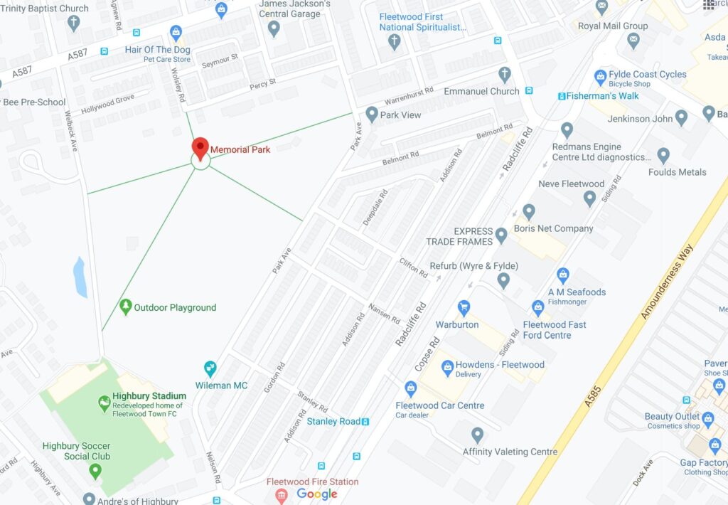 Google map of location of Memorial Park