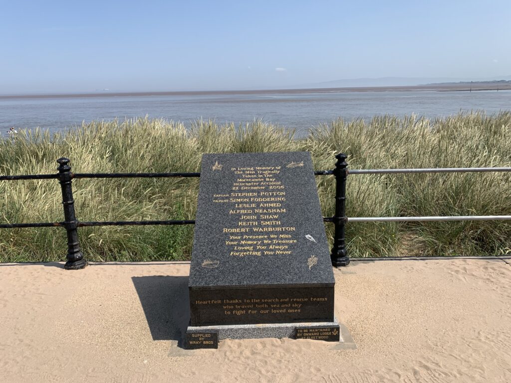 Memorial to Morecambe Bay Helicopter Tragedy at The Esplanade, Fleetwood