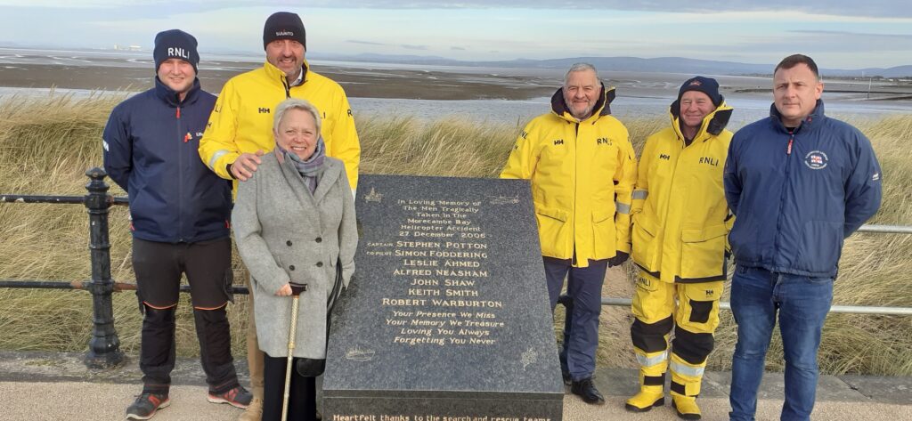 Sandra Potton with members of Fleetwood RNLI