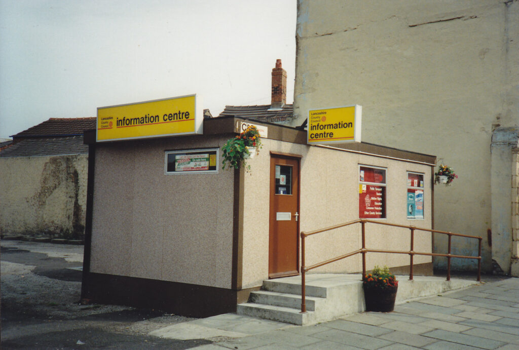 LCC information portacabin at Pocket Park site circa 1989. Photo: Nick Watts