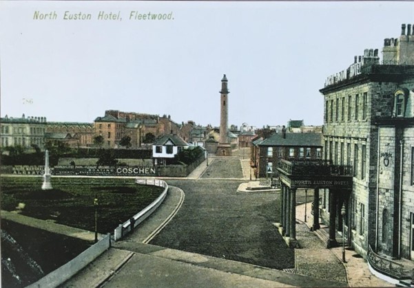 Looking across the building and gardens to the nearby Pharos Lighthouse